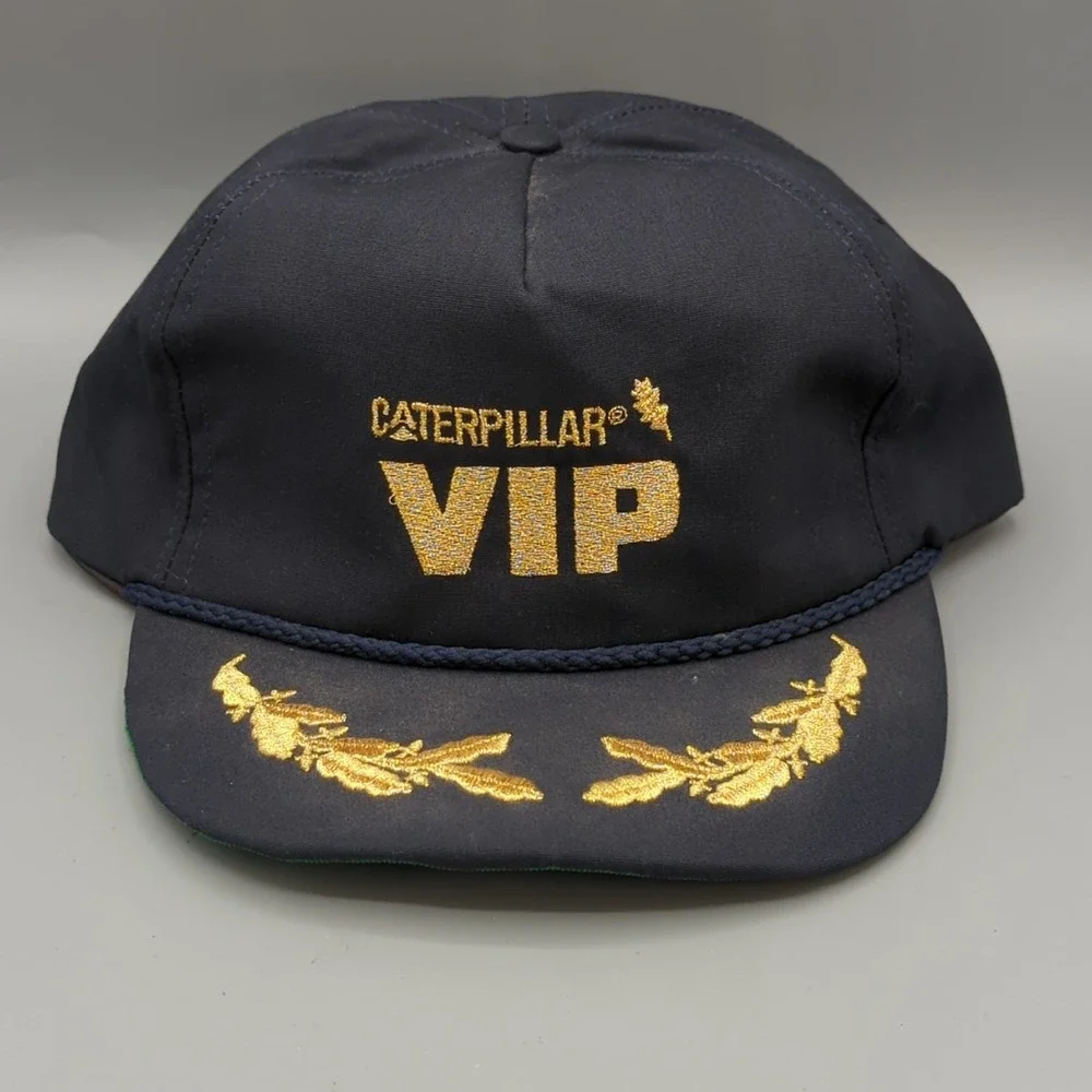 CAT Caterpillar VIP Hat Rope Embroidered Cap Adjustable Strapback OSFM Navy USA